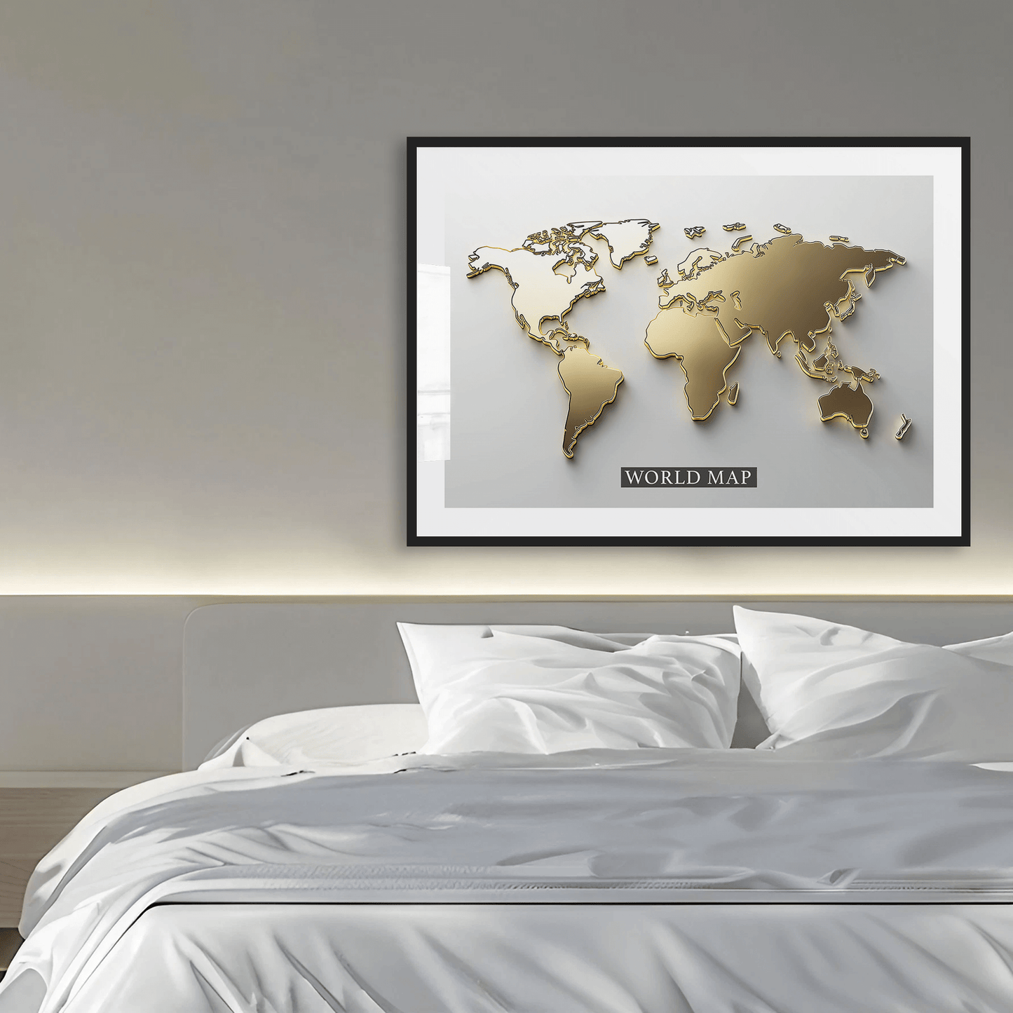 Gold World Map Art Print