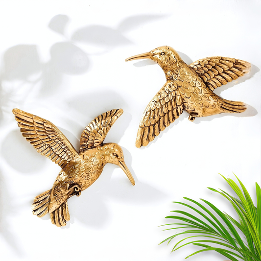 Gold Hummingbird Wall Decor Set