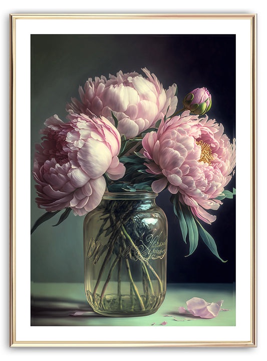 Peony Flower Vase Art Print