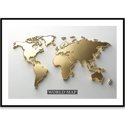 Gold World Map Art Print