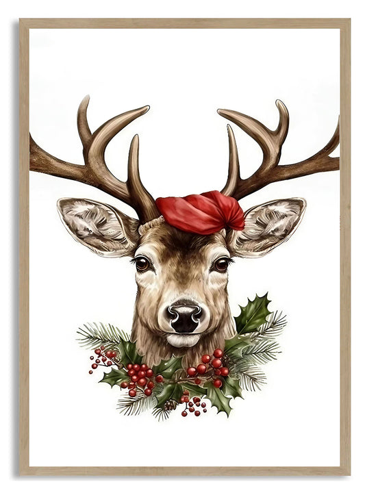 Triptych Christmas Reindeer Print (B)
