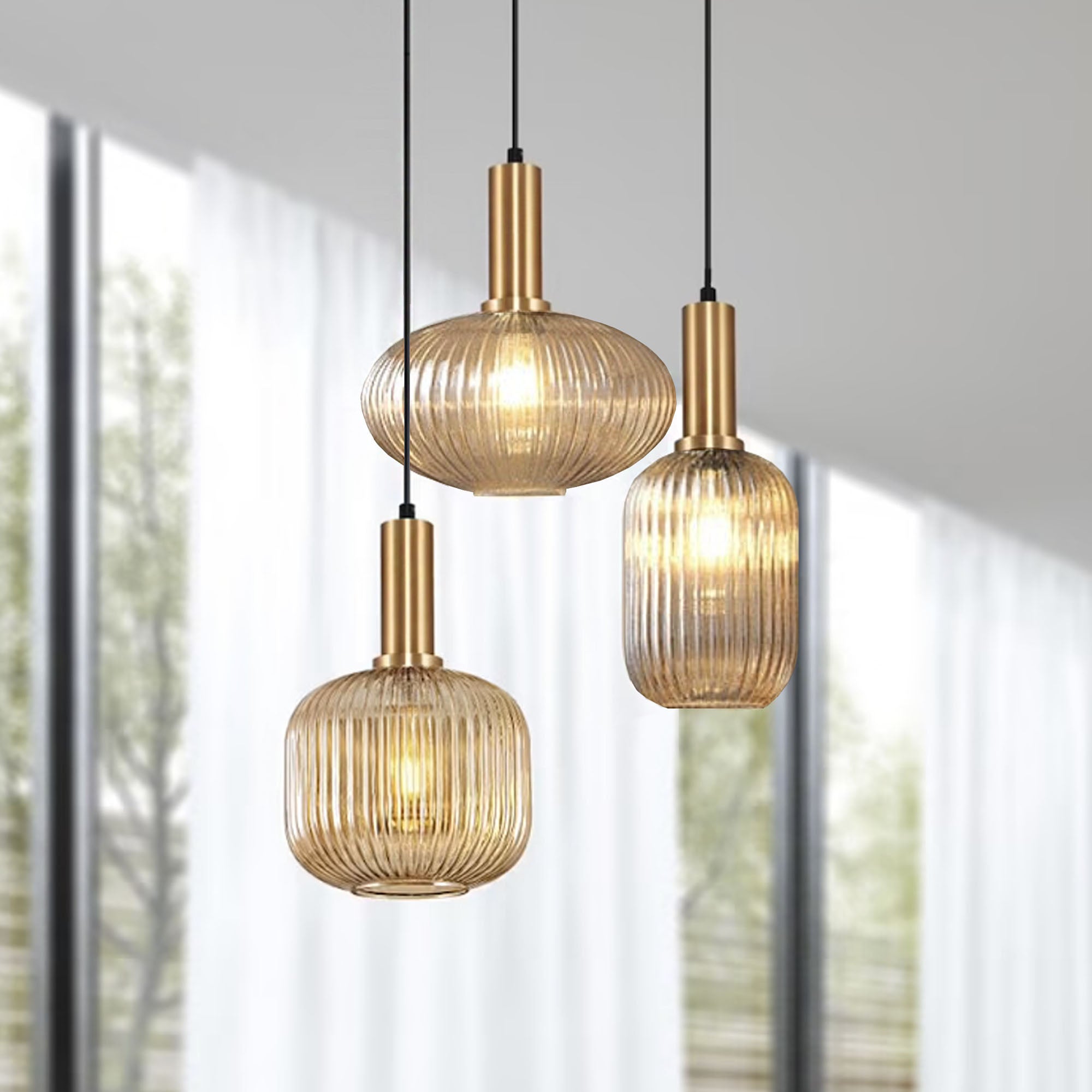 Nordic Amber Glass Pendant Lights – Jasmine and Jade Interiors