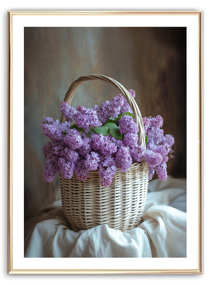 Priontáil Ealaíne Lilac Flower Basket