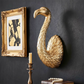 Gëllene Flamingo grousse Wandhaken-Skulptur