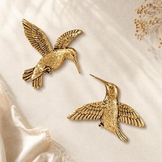Gold Hummingbird Wall Decor Set