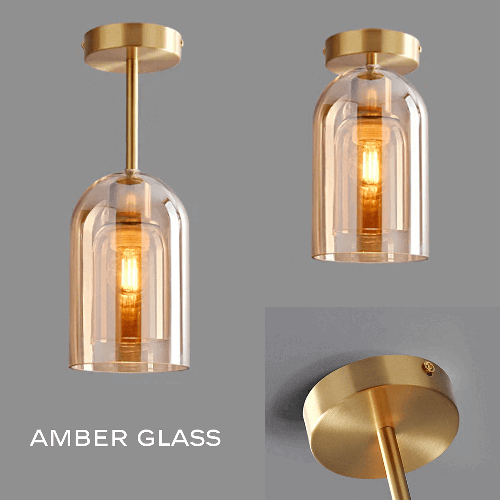 Minimalist Glass Dome Pendant Light - Smokey Grey Glass