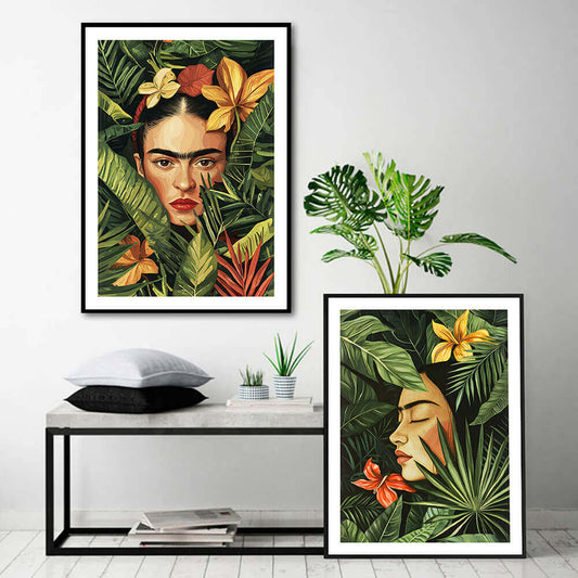 Cetakan Seni Frida Kahlo Tropis