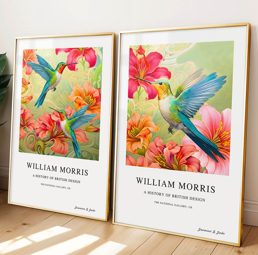 William Morris Inspired, Signed - Hummingbirds Print