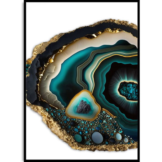 Aqua a Gold Geode Art Print