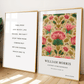 William Morris Inspired, Signed - Pink Flower Print