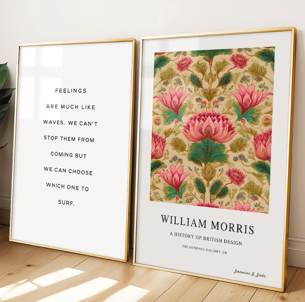 William Morris Inspired, Signed - Pink Flower Print