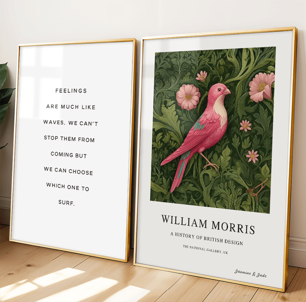 William Morris Inspired, Signed - Pink Bird Print