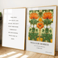William Morris Inspired, Signed - Orange Flower Print