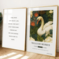 Inspirado en William Morris, firmado - Estampa de Cisne Blanco