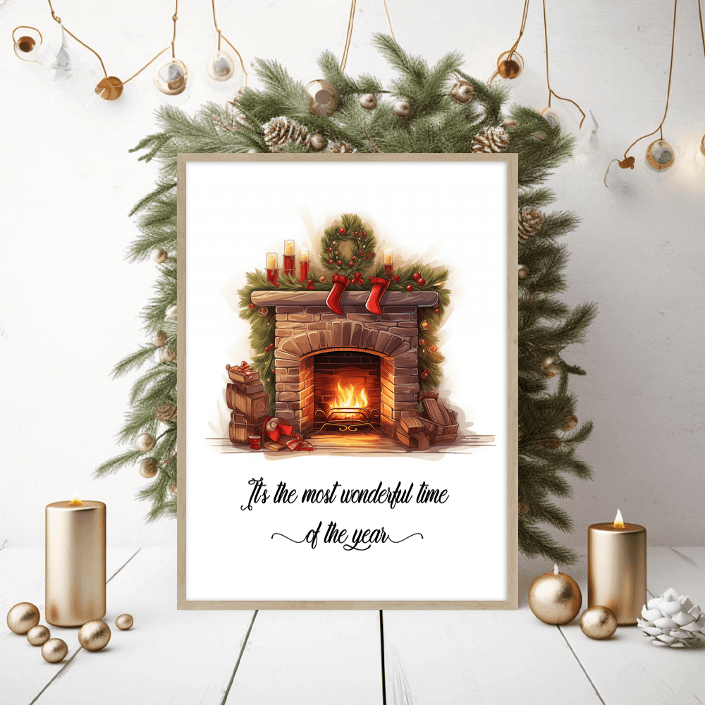 Christmas Fireplace Print