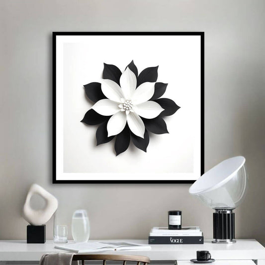 Monochrome Flower Wall Art Print