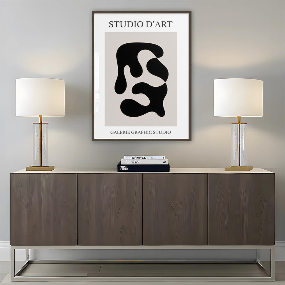 Schwarz - Beige Abstraktes Kunstbild (A)