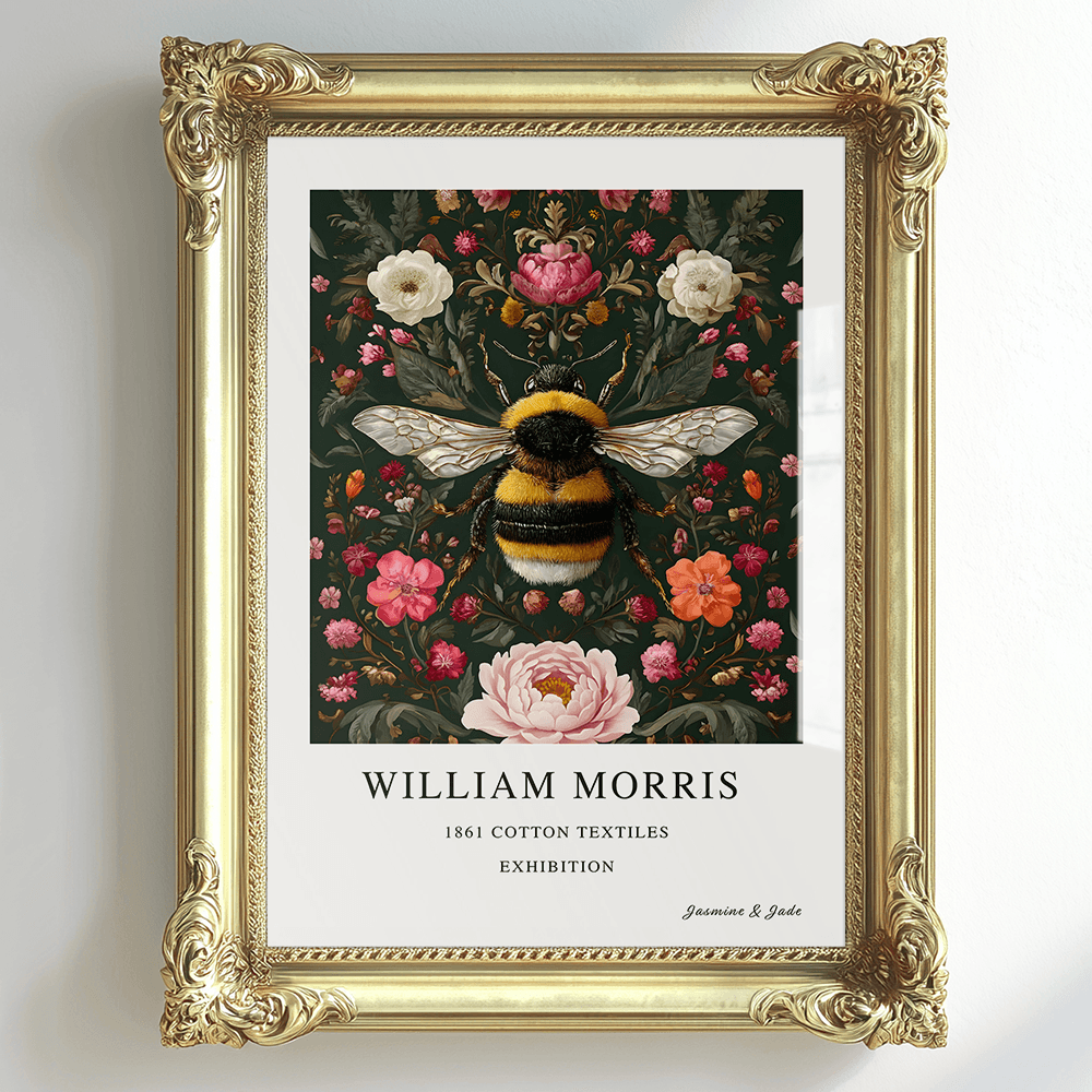 Inspirado en William Morris, Firmado - Estampado de Colibríes