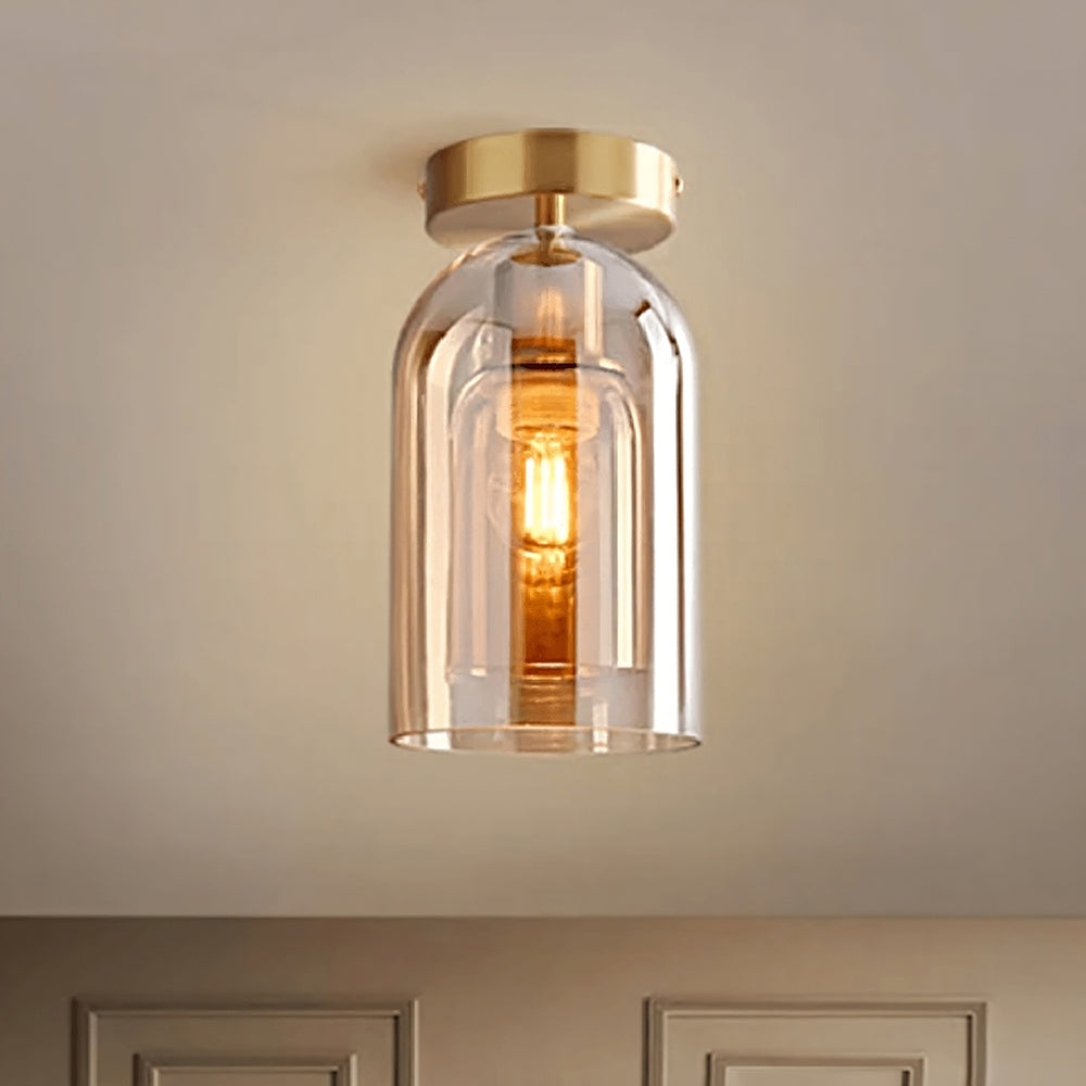 Minimalist Glass Dome Pendant Light - Amber Glass