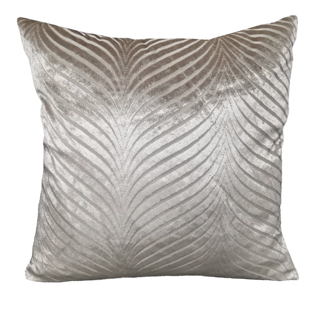 Luxury Taupe Velveteen Leaf Cushion - 43 x 43cm