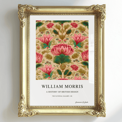 William Morris Inspired, Signed - Pink Flower Print