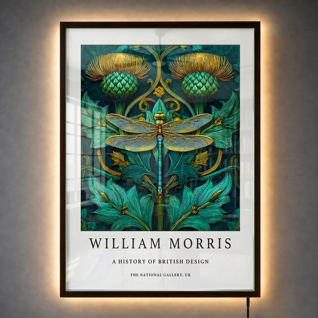 Lampu Seni Berbingkai LED Backlit William Morris - Capung