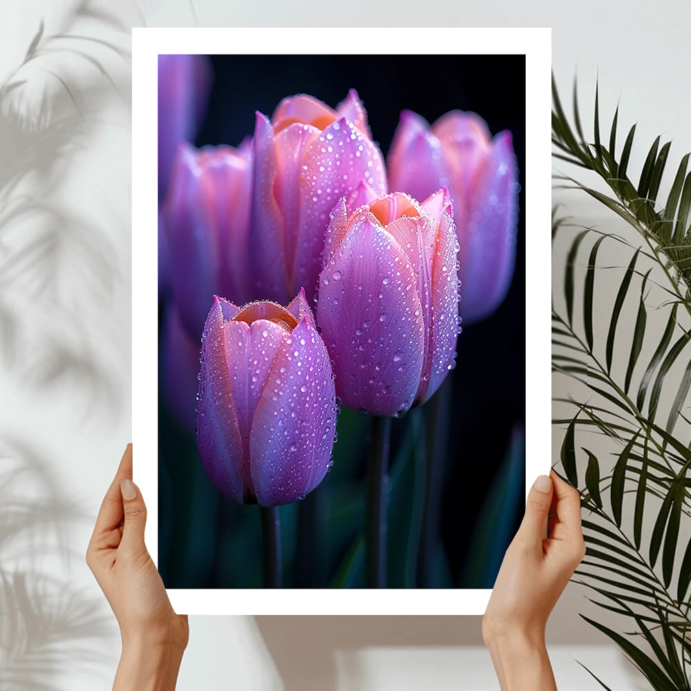 Raindrop Tulips Art Print