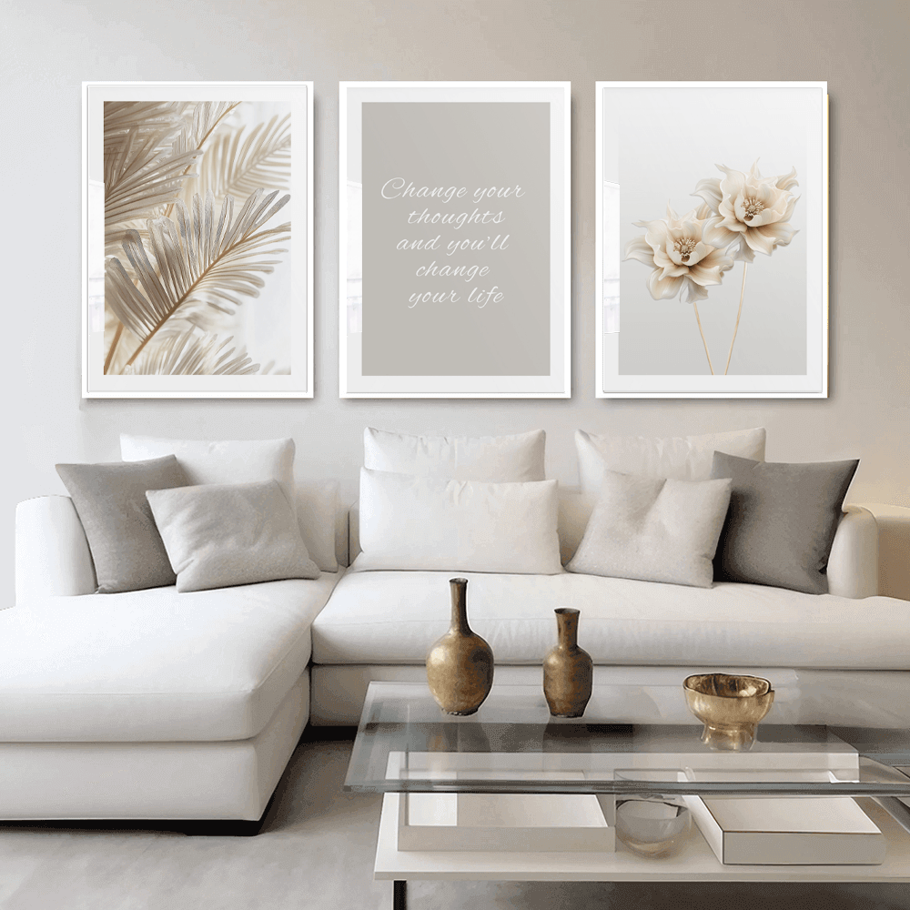 Beige Flowers (B) Art Print