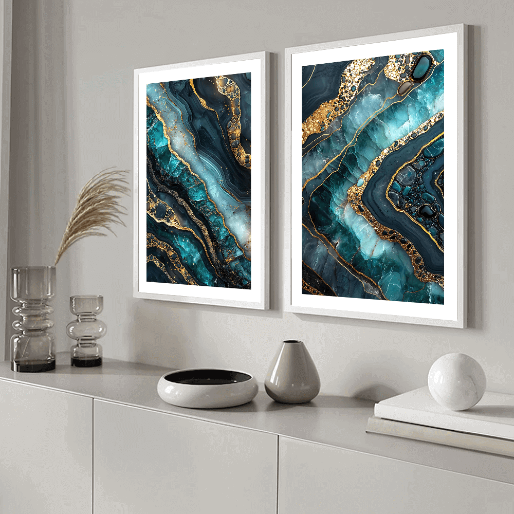 Stampa artistica Geode blu e oro