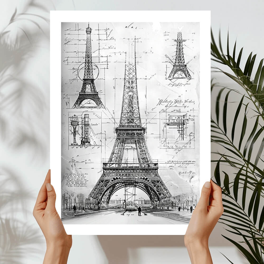 Eiffel Tower Architectural Drawing Art Print