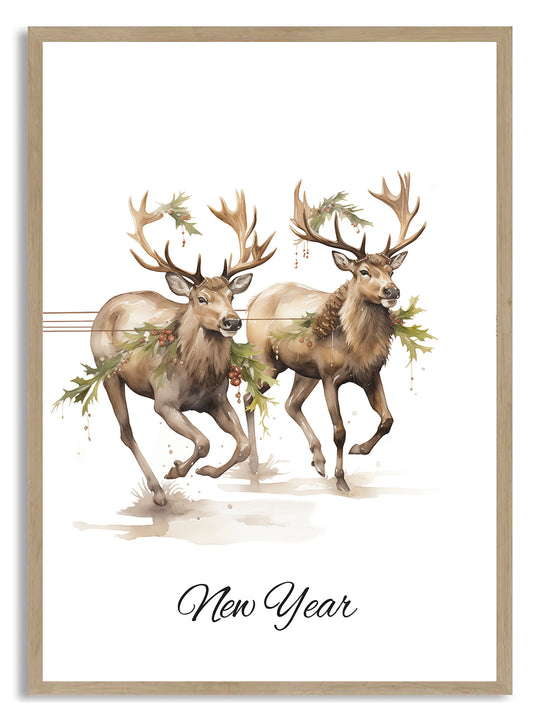 Reindeer Christmas Print (C)