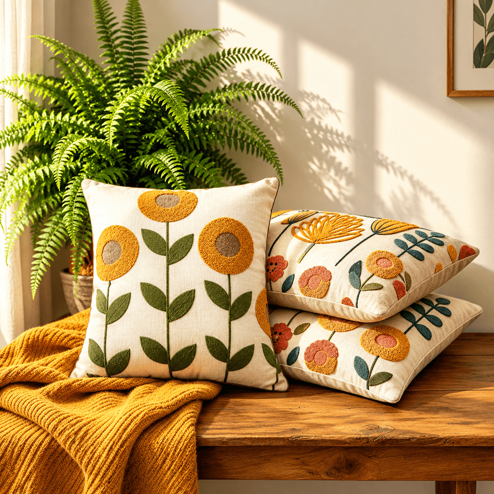Tufted Floral Cushions - 45 x 45cm - 3 Styles