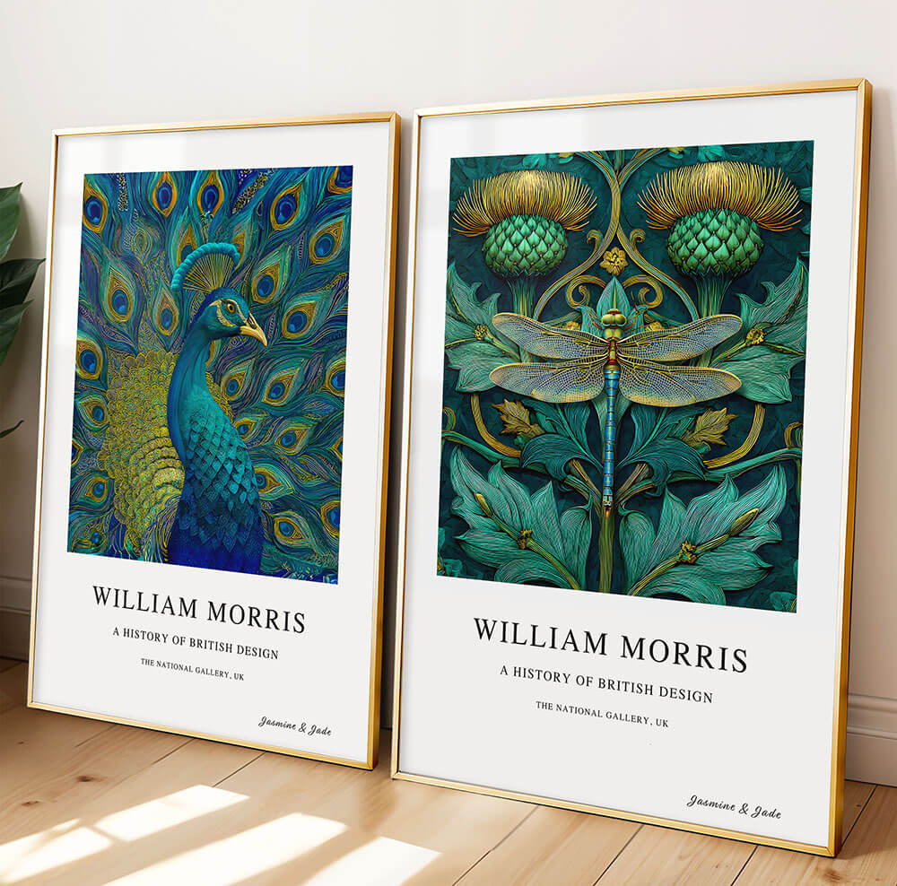 Inspirado en William Morris, Firmado - Estampado de Colibríes