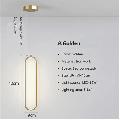 现代 LED 吊灯 - 金色或黑色