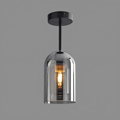 Minimalist Glass Dome Pendant Light - Smokey Grey Glass