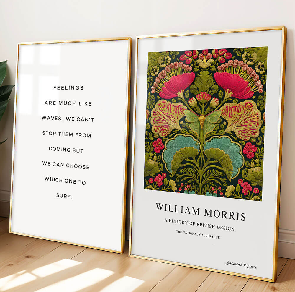 William Morris Inspired, Signed - Butterfly Flower Print