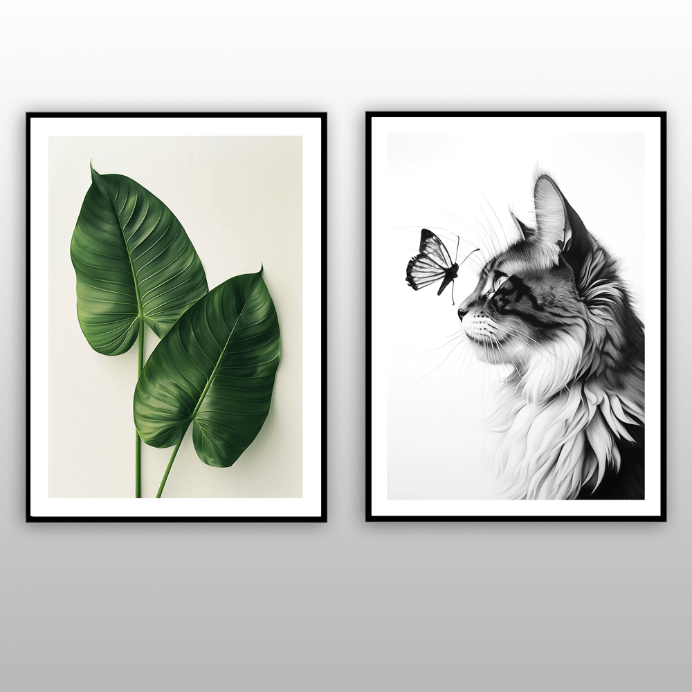 Cat & Butterfly Art Print