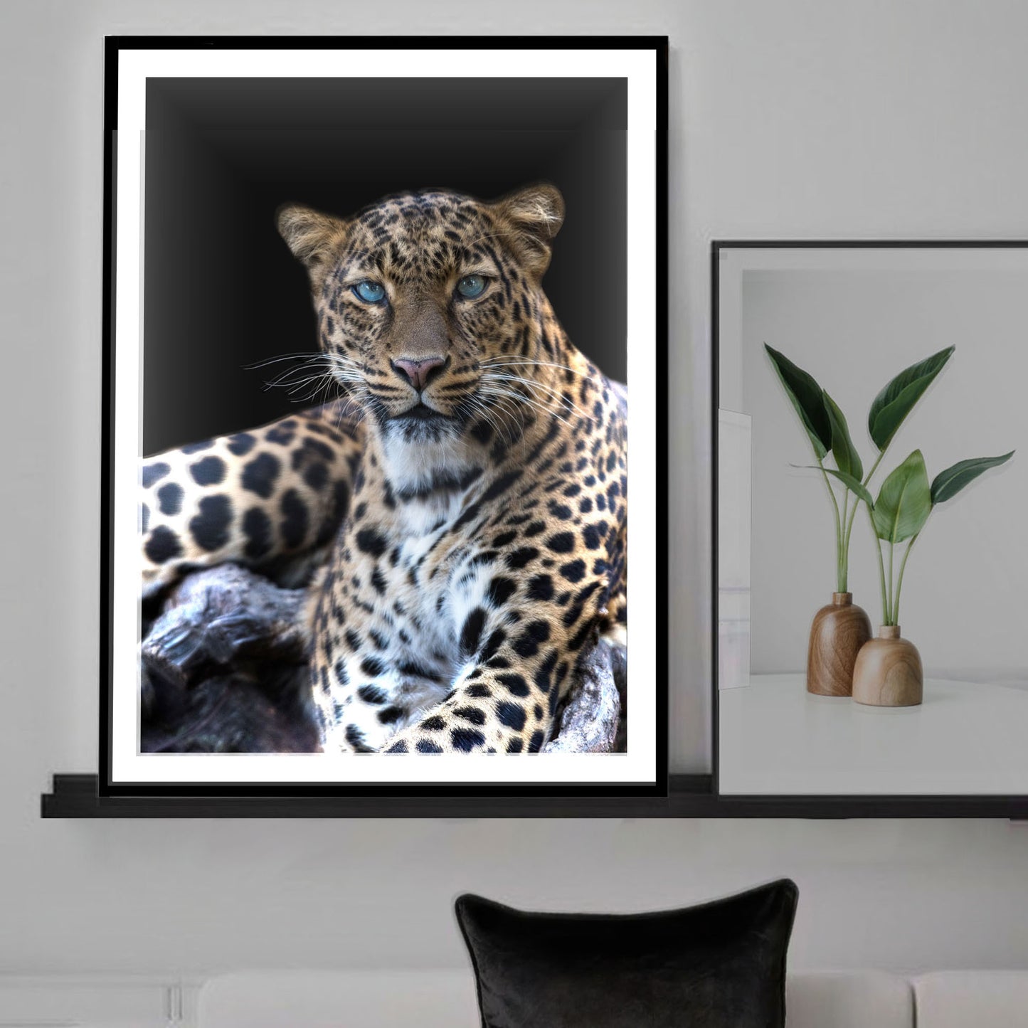 Luz de arte con marco de leopardo con retroiluminación LED (A)