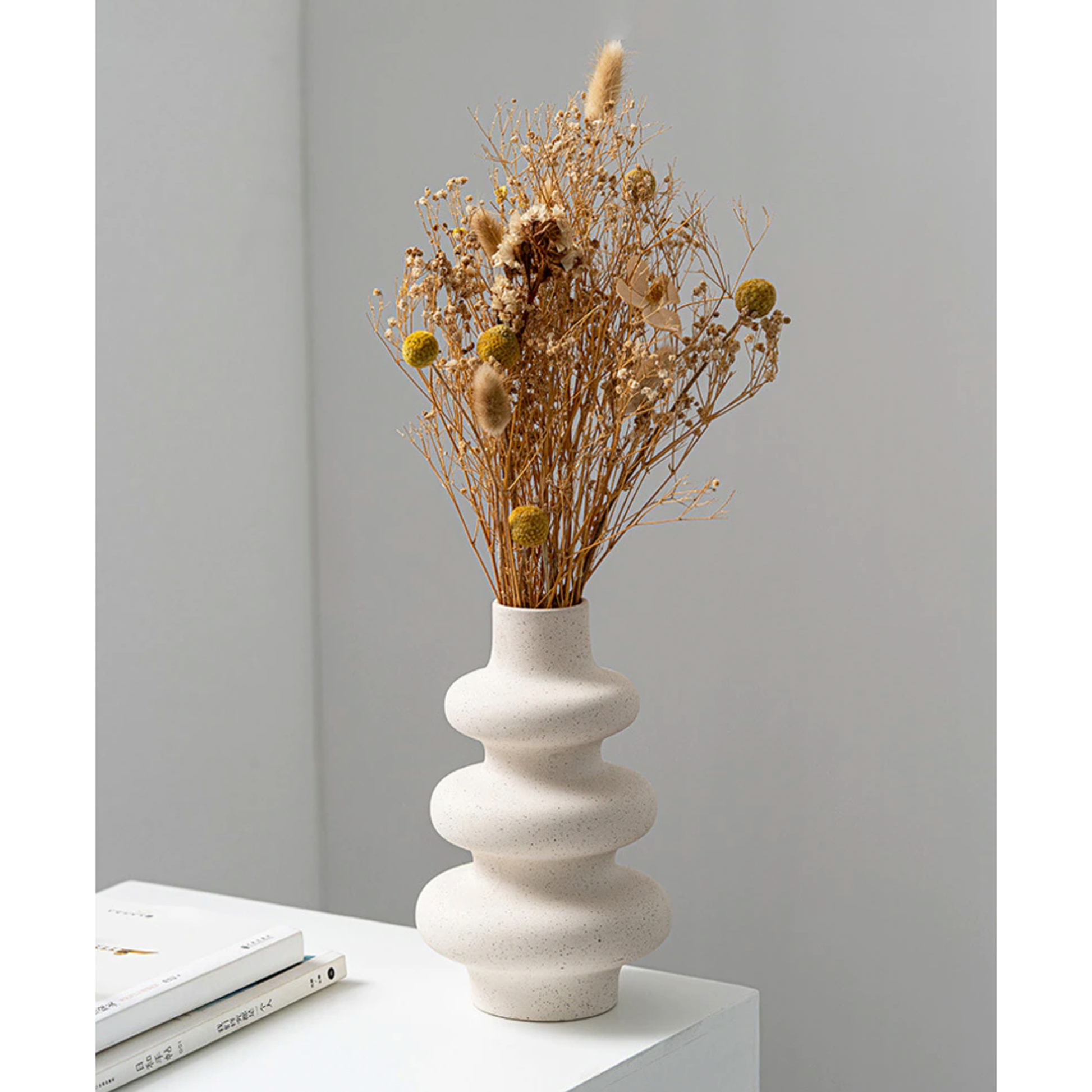 Boho beige vase. Suitable for pampas grass, dried or fresh flowers.