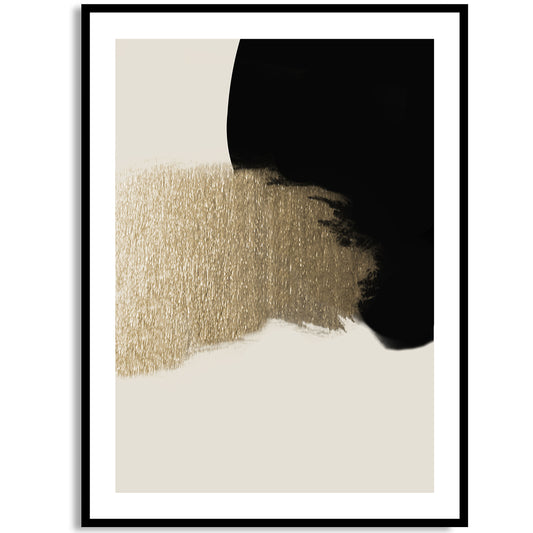Abstract Gold , beige and black modern art print, wall art poster