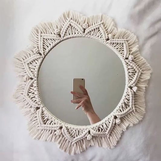 Specchio boho macramè - diametro 40 cm