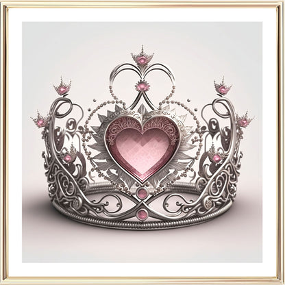 Stampa artistica con corona di cuore rosa