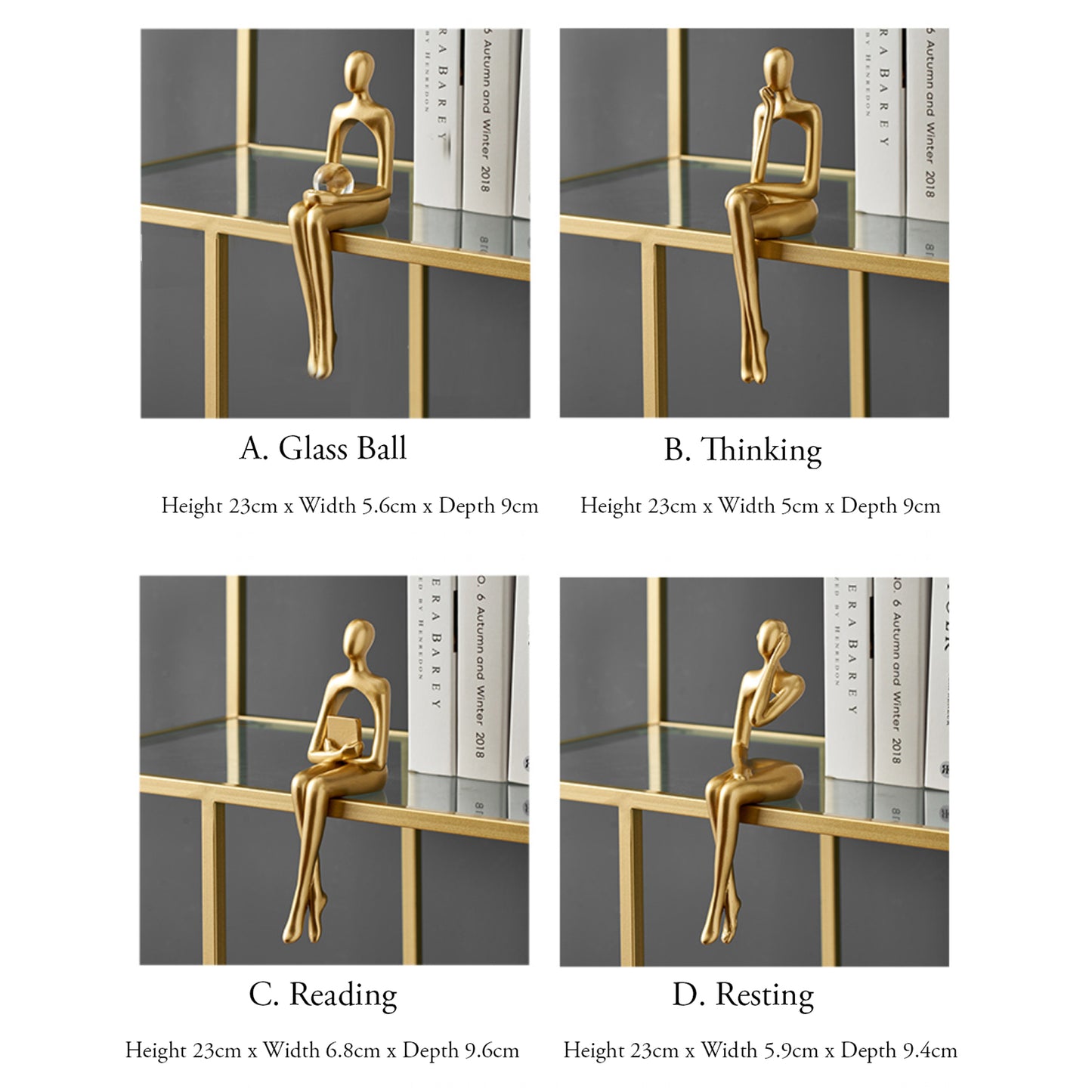 Nordic Gold Figurine's - Abstract Bookshelf Decor Figurines