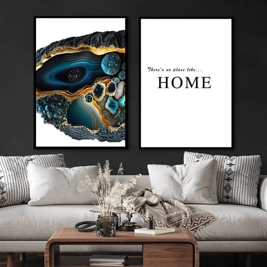 Blue and Gold Geode Art Print