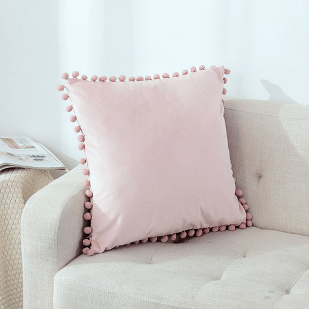 Pink pom pom cushions best sale