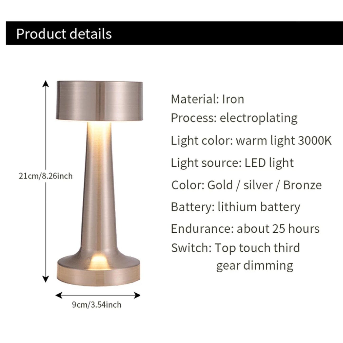 Lampes de table portables minimalistes x 10, 10 % de réduction - 4 couleurs
