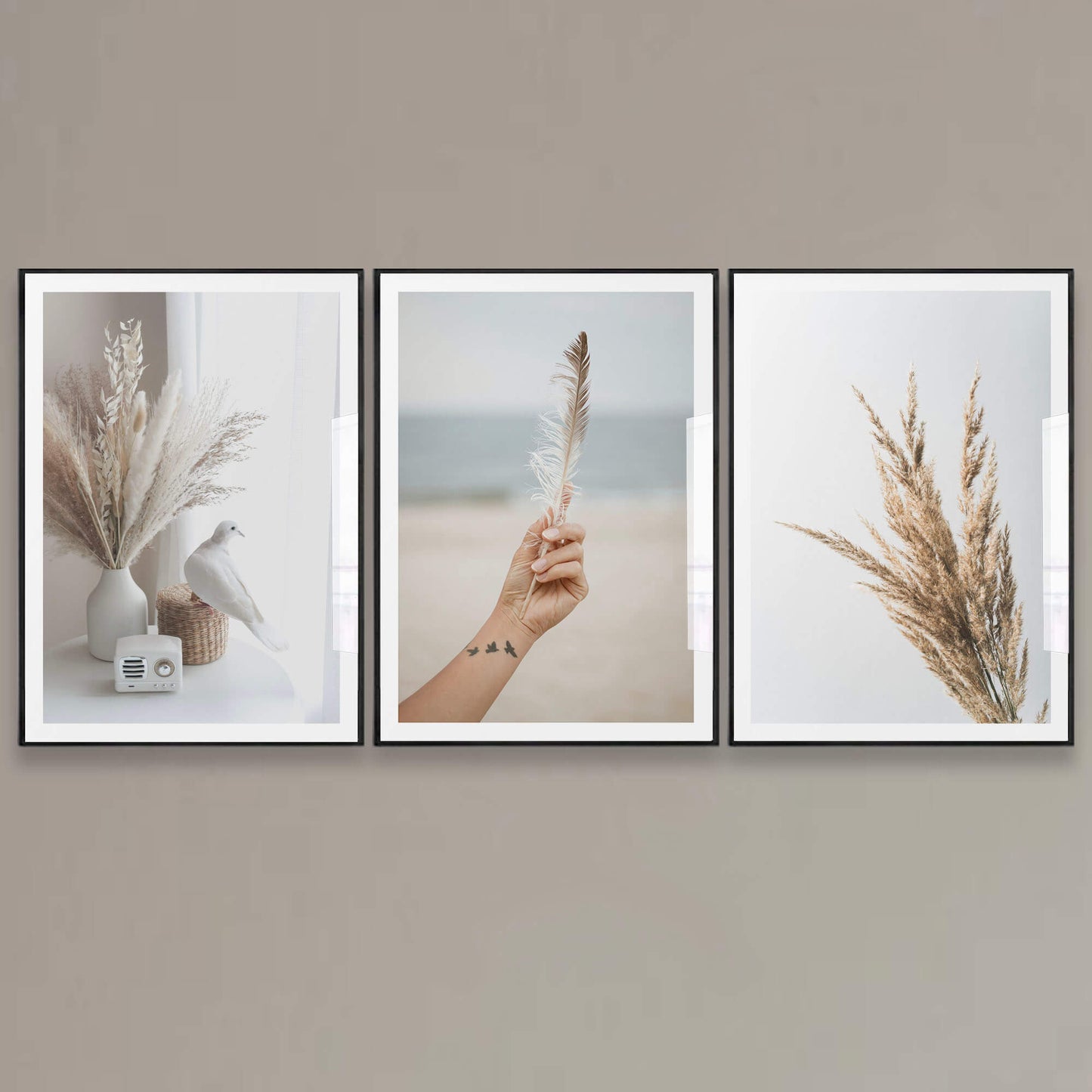 Boho Beach feather, seaside art poster