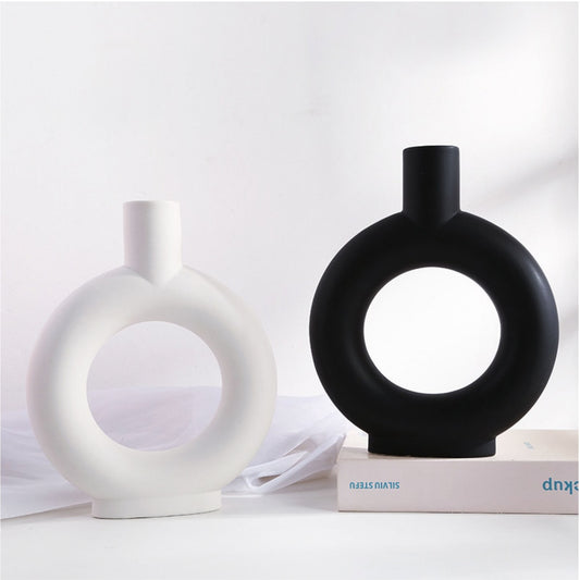 Nordic Black or White Hoop Vases