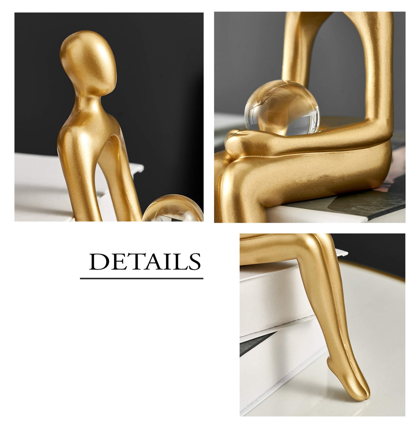 Nordic Gold Figurine's - Abstrakt Bicherregal Dekor Figuren