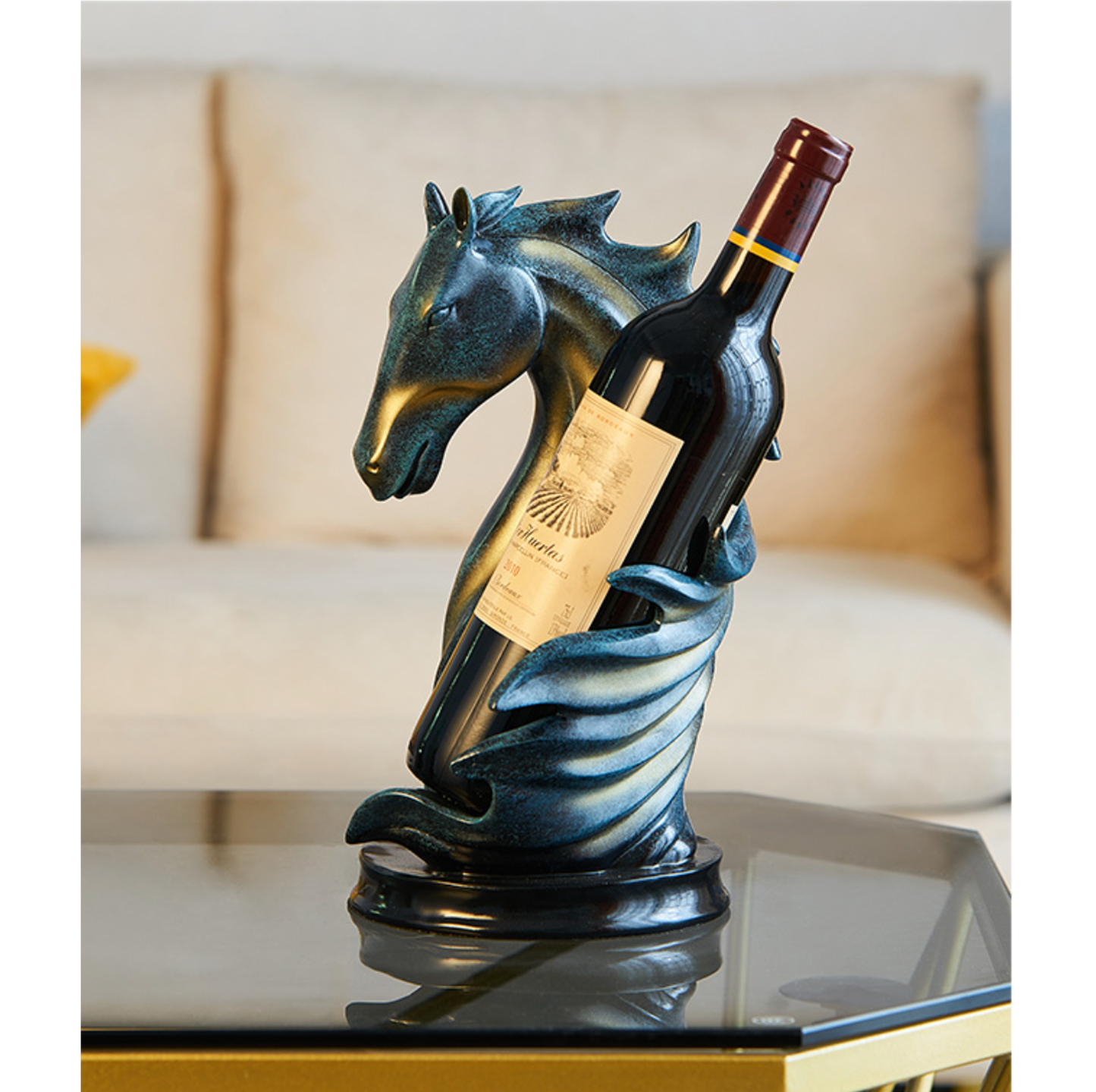 Gold or Blue Horse Wine Bottle Holder
